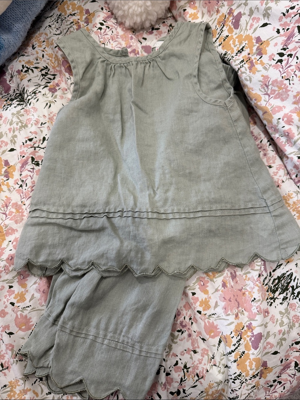 Zara Light Sage Green Girls Matching Top and Pants Set